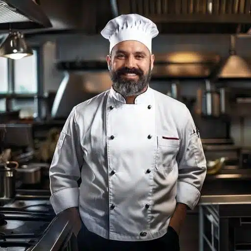 Firefly_Chef_standing_in_a_professional_kitchen._He_is_wearing_a_white_chef_s_jacket_and_a_chef_s_ha-transformed Firefly Chef standing in a professional kitchen. He is wearing a white chef s jacket and a chef s ha transformed