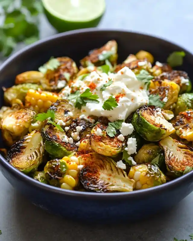 brussels sprouts corn bowl