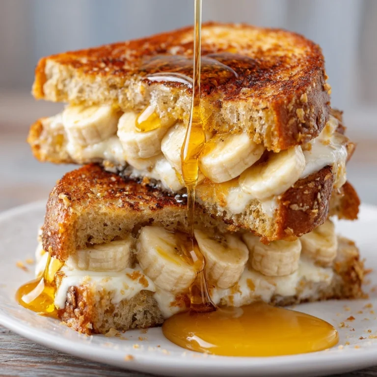 Honey Banana Grilled Cheese – Sweet, Creamy & Golden Crispy! 2 Honey Banana Grilled Cheese Sandwich on White Plate