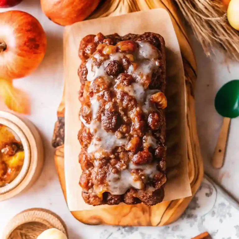 Amish Apple Fritter Bread – Moist, Sweet & Bakery-Style Delicious 2 amish apple fritter bread overhead whole