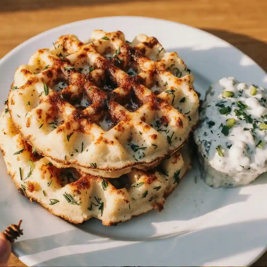 herb-waffles-with-cream-dip herb waffles with cream dip