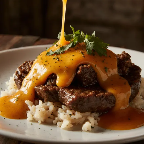 Steak & Queso Rice – Bold, Cheesy & Comforting 2 salisbury steak gravy rice