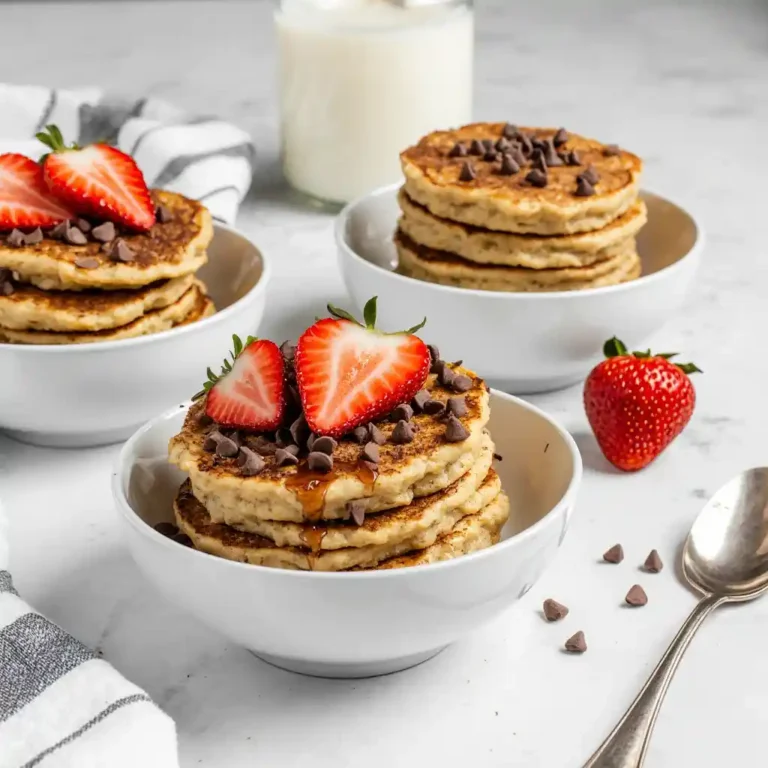 Fluffy Baked Protein Pancake Bowls – Meal Prep Magic in Every Bite! 2 strawberry chocolate chip pancakes