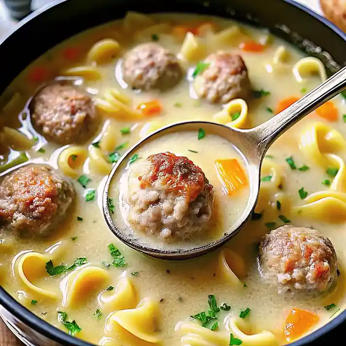 Cozy Swedish Meatball Soup – Creamy Comfort in a Bowl 2 meatball noodle soup 1