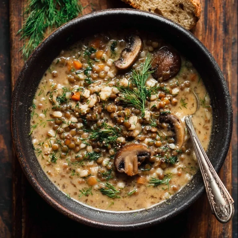 Creamy Mushroom Barley Soup with Lentils & Dill (Vegan) 2 0 2 2 4