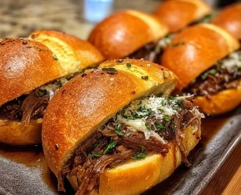 Crockpot French Dip Sandwiches
