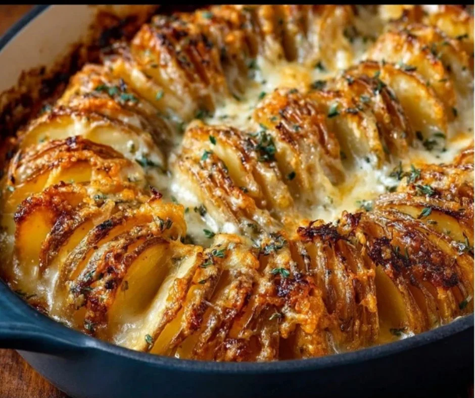 Cheesy Hasselback Potato Gratin