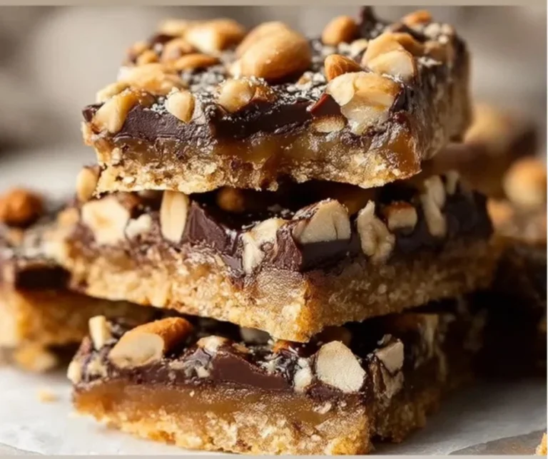 Delicious chocolate almond toffee bars with a rich chocolate coating and crunchy almond topping.