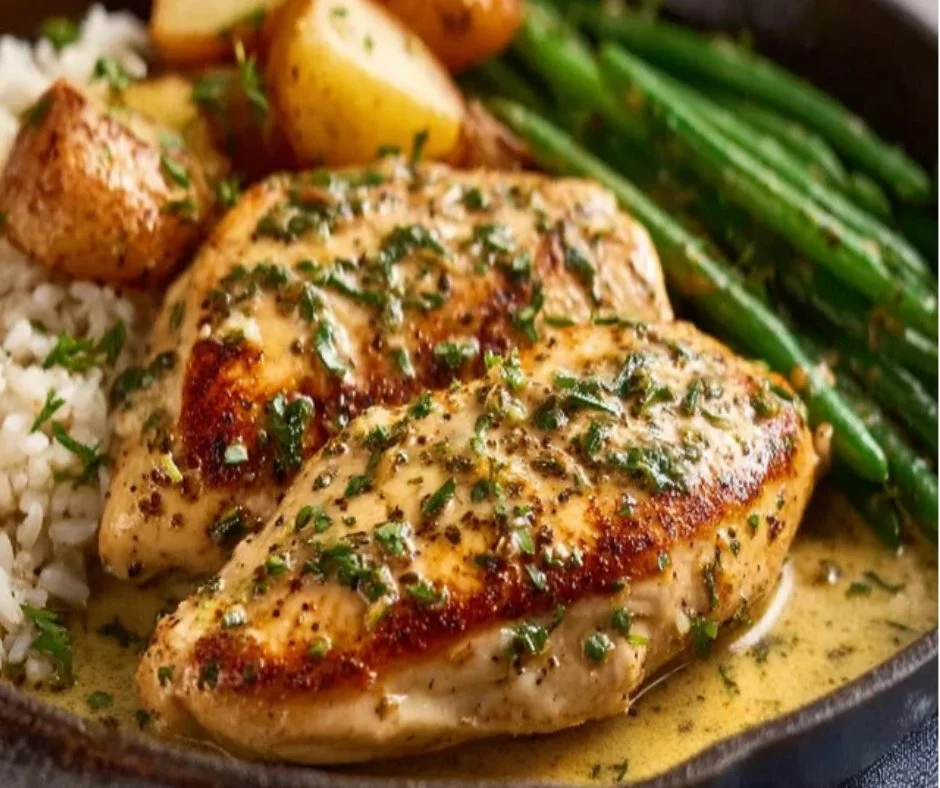 Savor Skillet Chicken with Garlic Herb Butter Sauce