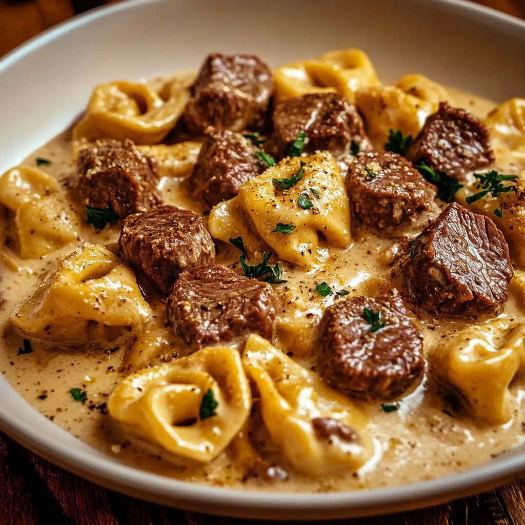 Cracked Garlic Steak Tortellini in Creamhouse Sauce Bliss