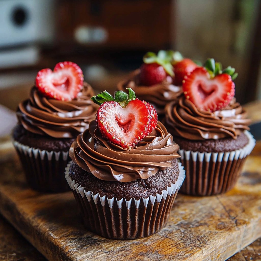Chocolate Strawberry Heart Cupcakes that Delight and Impress!