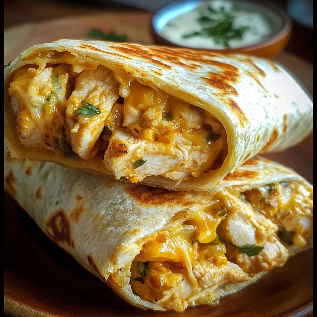 Cheesy Garlic Chicken Wraps