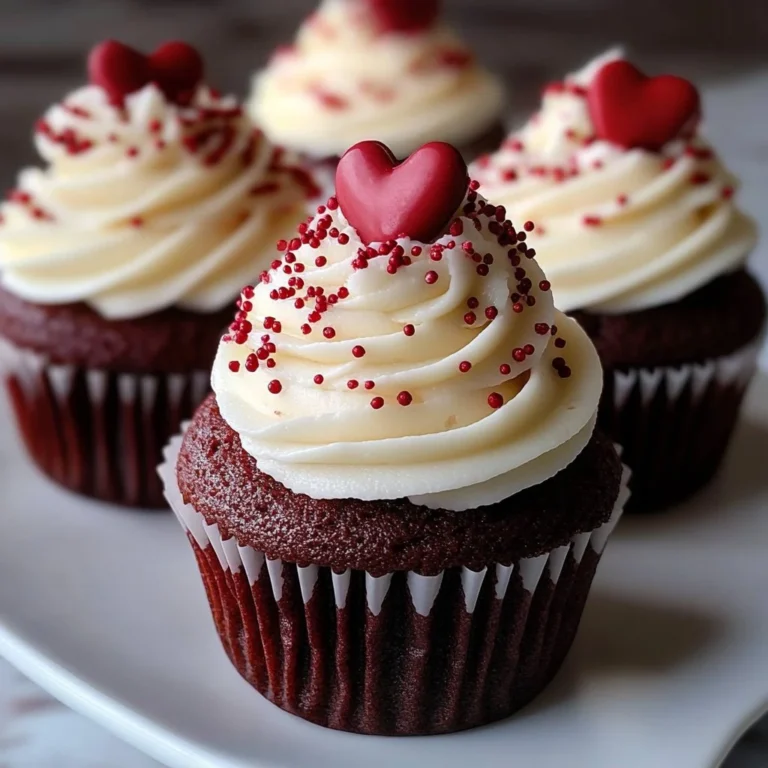 Classic red velvet cupcakes decorated for Valentine's Day
