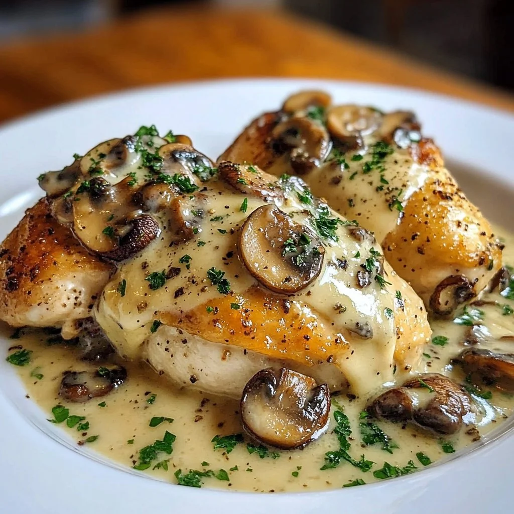 Garlic Butter Mushroom Stuffed Chicken with Creamy Parmesan Sauce: A Flavor-Packed Delight!