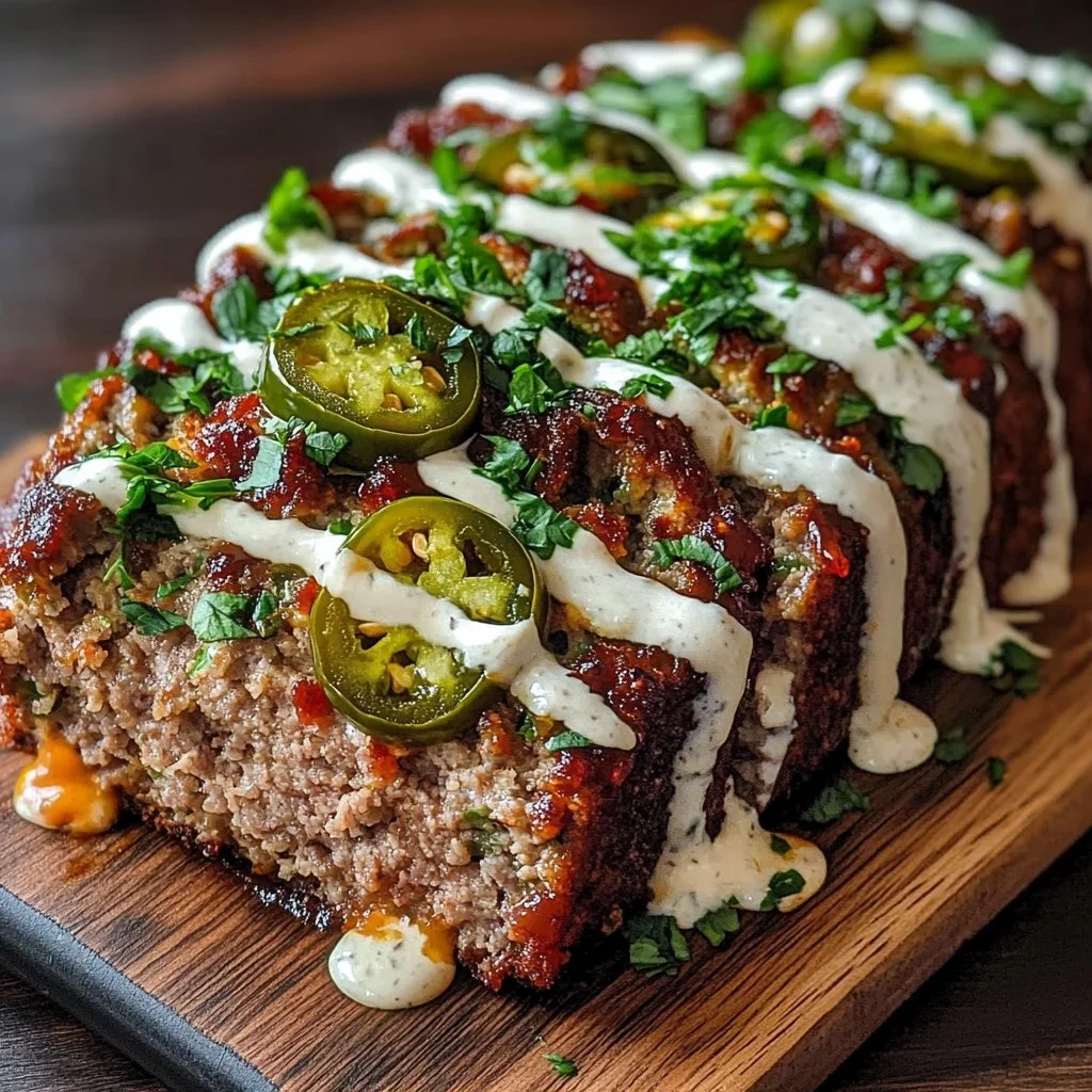 Smoky Jalapeño Popper Meatloaf with Creamy Ranch Drizzle: A Flavor Explosion!