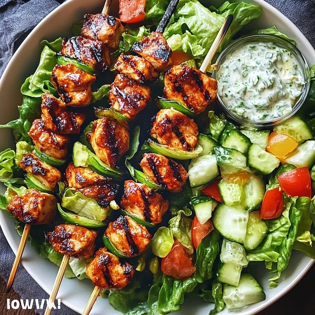 BBQ Chicken Skewer Salad