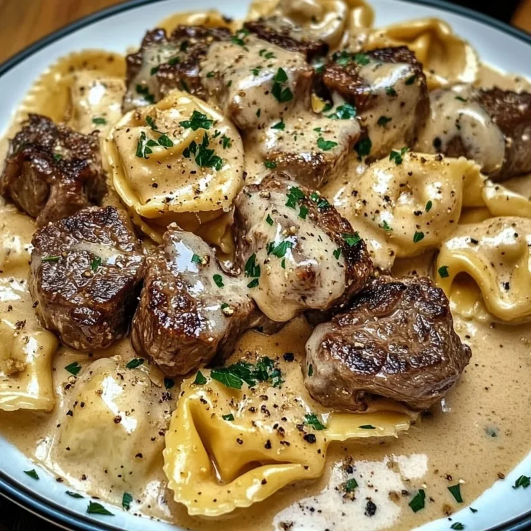Cracked Garlic Steak Tortellini in Creamhouse Sauce Bliss 1 Delicious Cracked Garlic Steak Tortellini served in creamy sauce