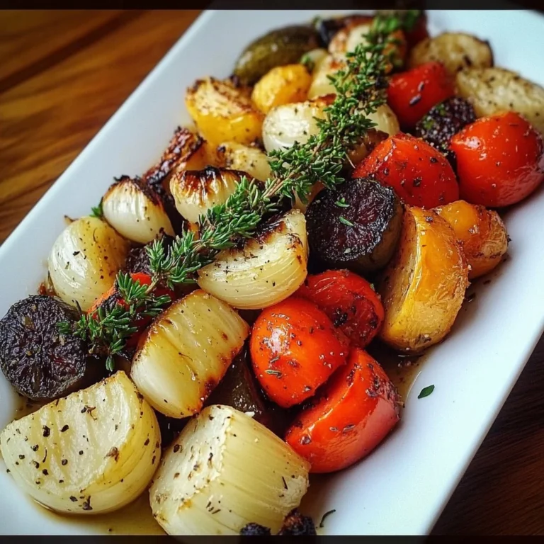 Garlic Roasted Vegetables 2 A plate of garlic roasted vegetables, including carrots, bell peppers, and zucchini.