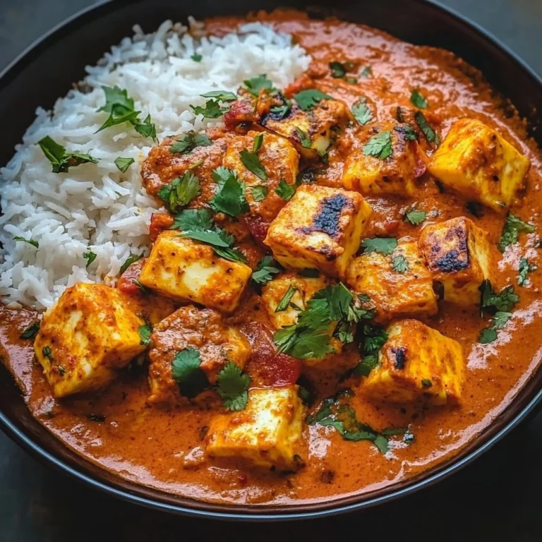 Delicious Halloumi Tikka Masala served in a vibrant bowl with spices and herbs.