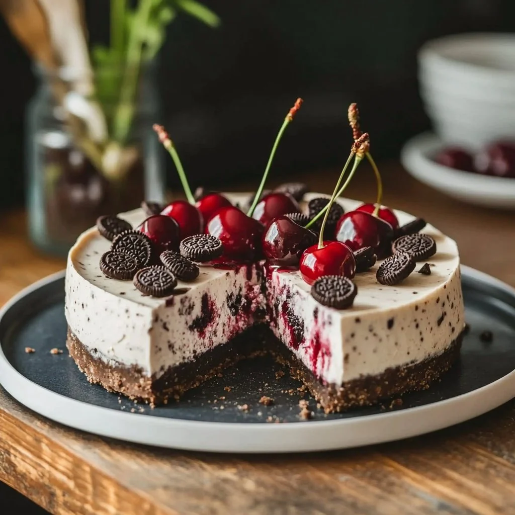 Oreo Cherry Chocolate Chip No Bake Cheesecake Recipe 6 Oreo Cherry Chocolate Chip No Bake Cheesecake Recipe