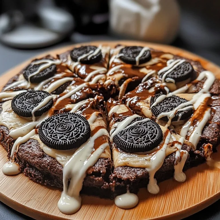 Oreo Fudge Brownie Pizza 2 Delicious Oreo Fudge Brownie Pizza topped with creamy fudge and Oreo cookies
