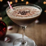 Peppermint Espresso Martini cocktail served in a glass with mint garnish