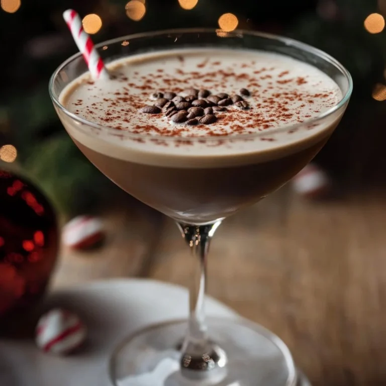 Peppermint Espresso Martini cocktail served in a glass with mint garnish