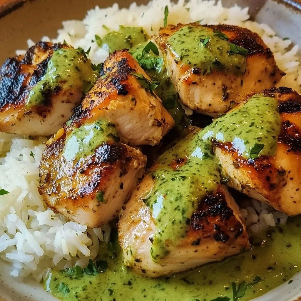 Peruvian Chicken with Green Sauce & Cilantro Rice