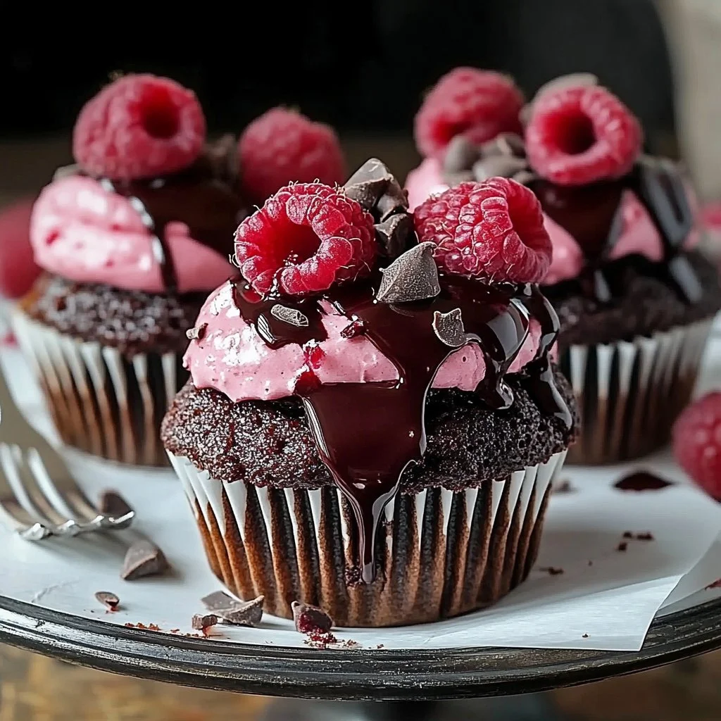 Raspberry Chocolate Lava Cupcakes