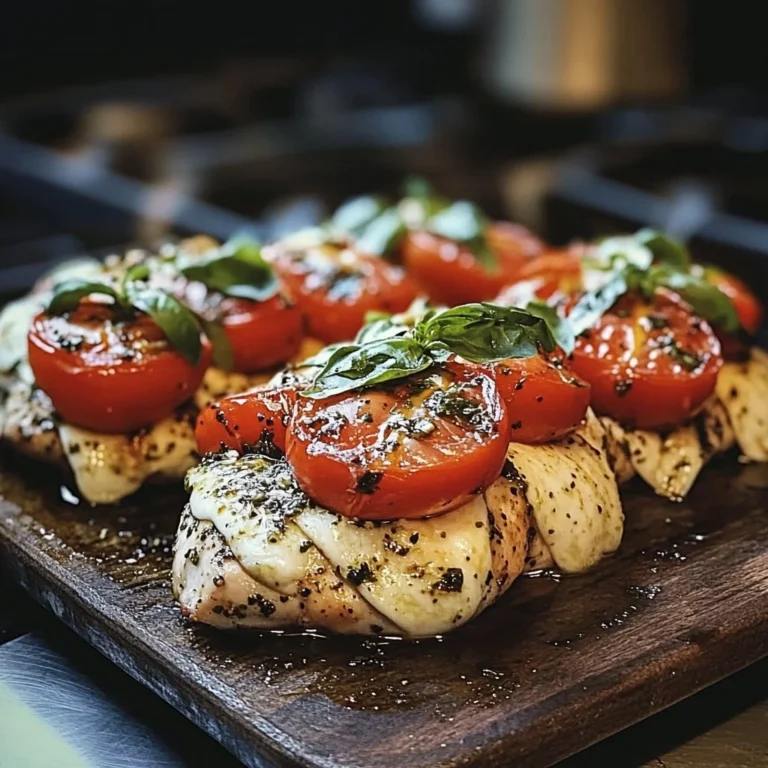 Delicious caprese stuffed chicken with mozzarella, tomatoes, and basil.