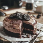 Delicious Chocolate Oreo Cake with cream filling and crushed Oreos on top