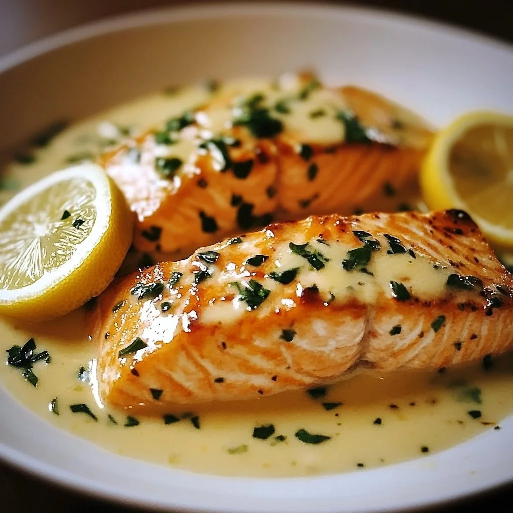 Creamy Lemon Garlic Salmon Piccata