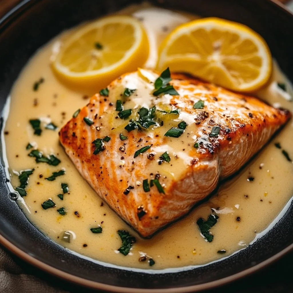 Creamy Lemon Garlic Salmon Piccata