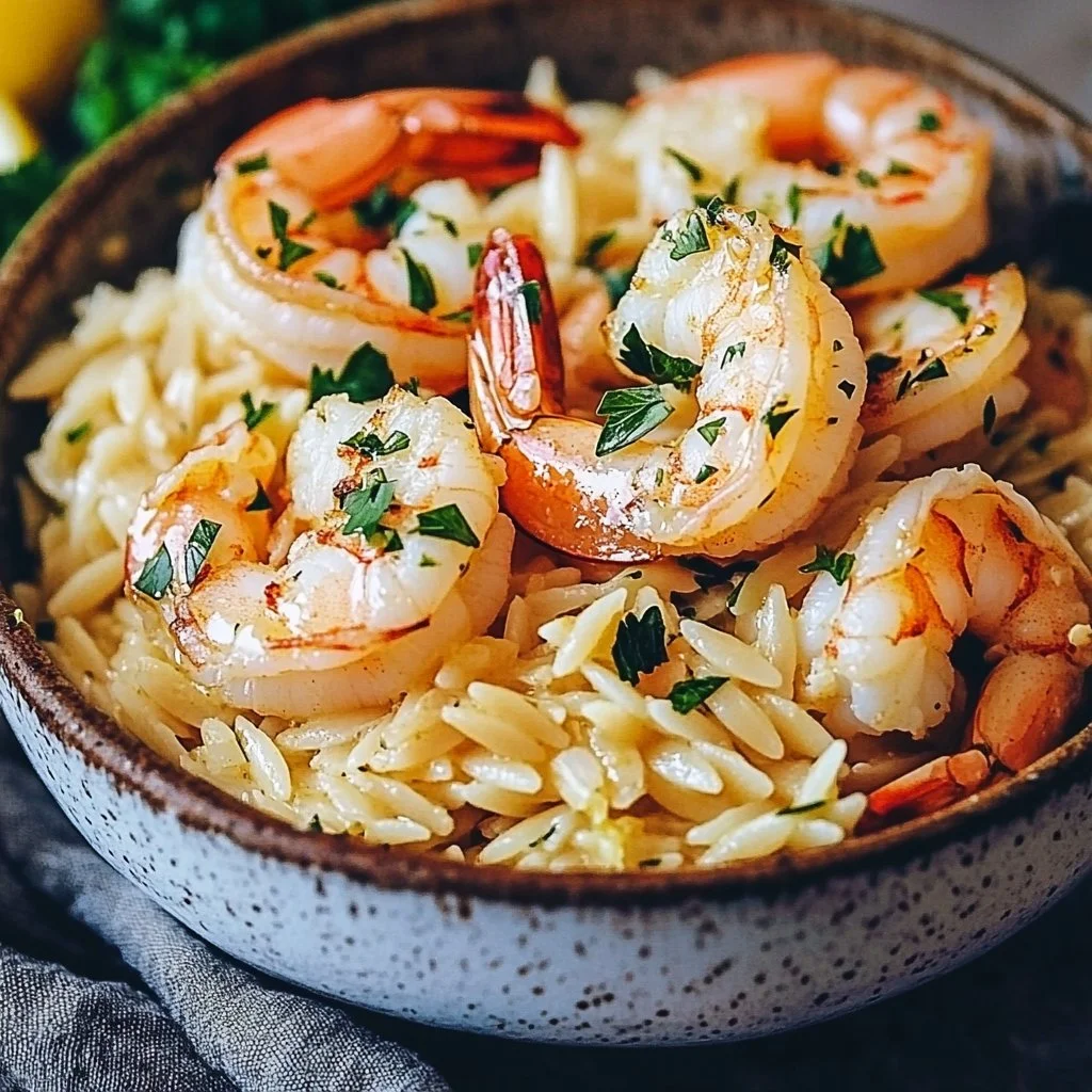 Lemon Garlic Shrimp and Orzo