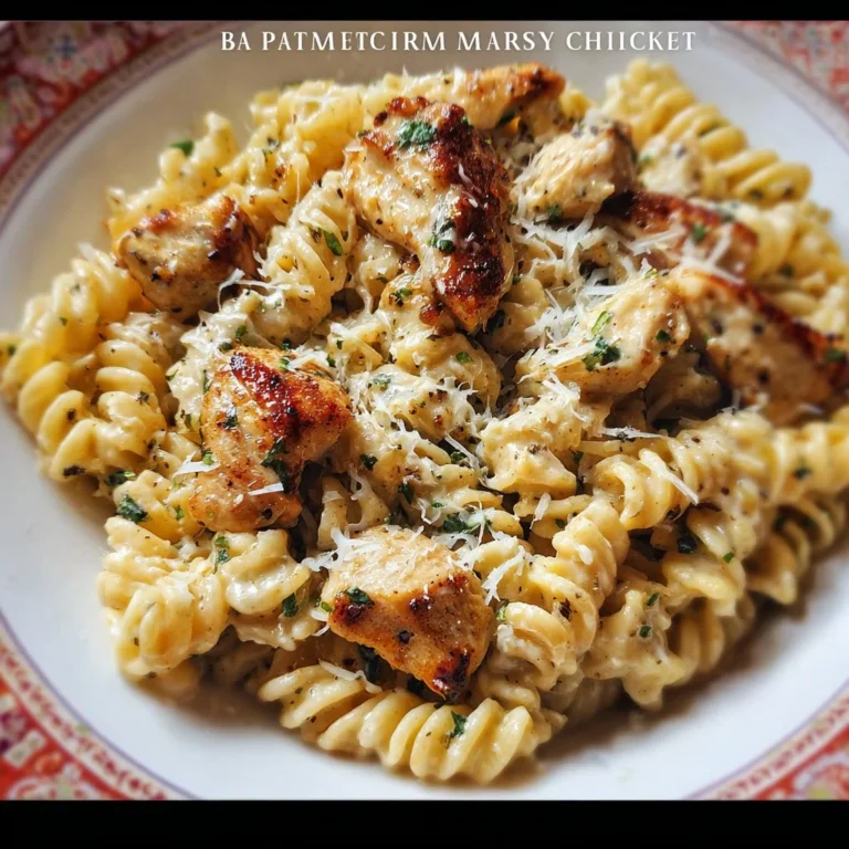 Parmesan Marry Me Chicken Pasta served in a bowl with fresh herbs