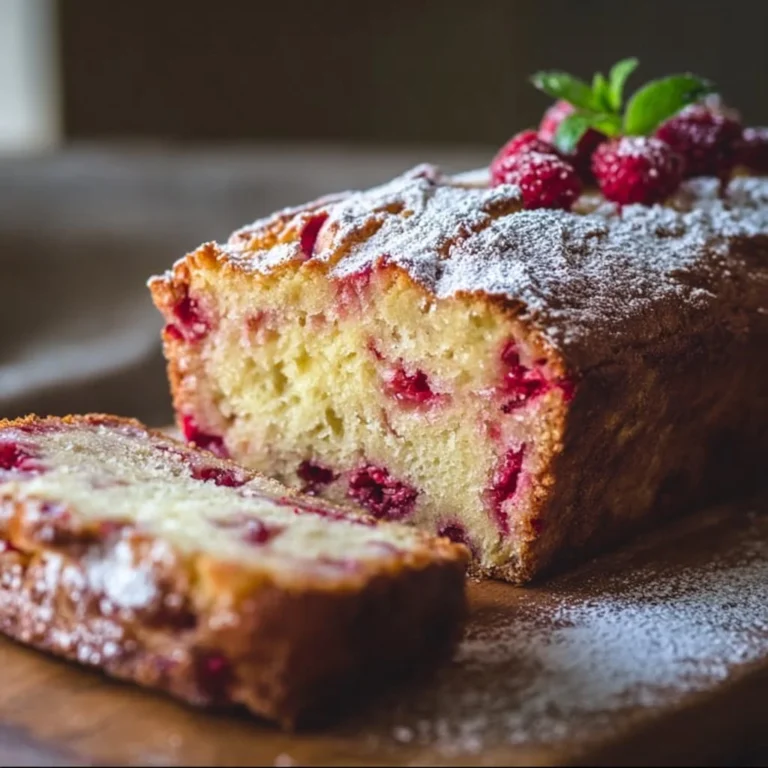 Raspberry Lemon Breakfast Loaf 4 Raspberry Lemon Breakfast Loaf freshly baked and sliced on a wooden cutting board