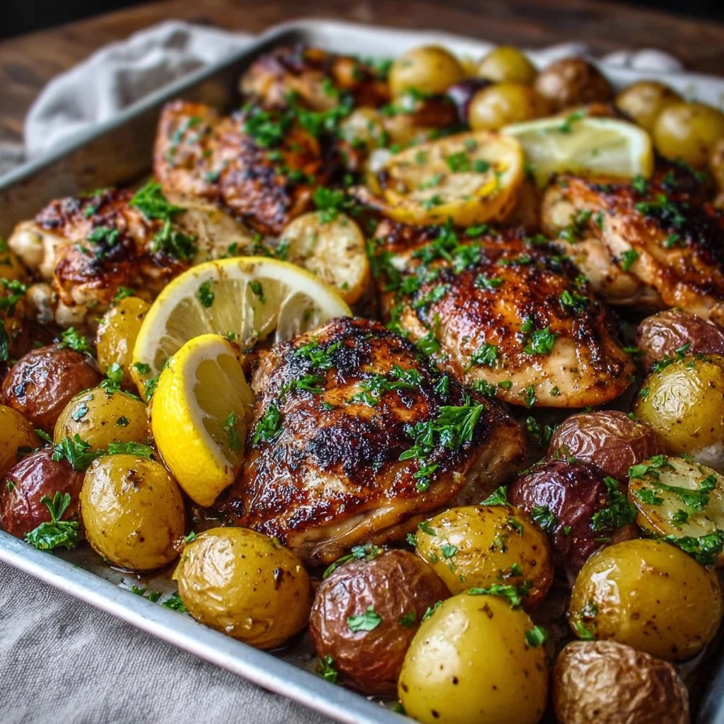 Sheet Pan Lemon Balsamic Chicken and Potatoes Made Easy!