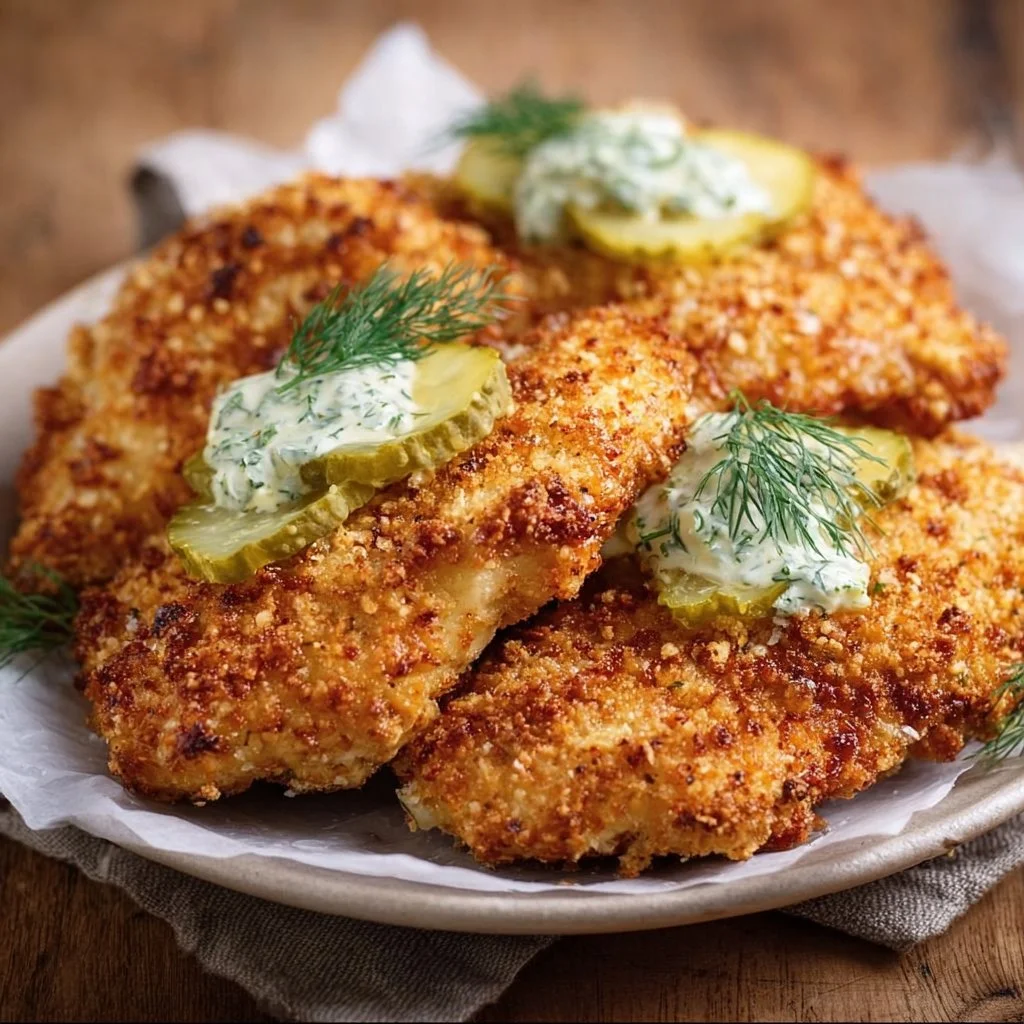 Crunchy Parmesan Chicken with Tangy Dill Pickle Flavor