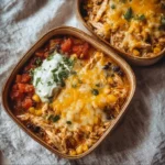 High-protein chicken enchilada bowls featuring colorful ingredients and toppings.