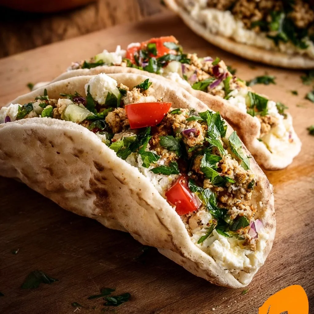 Mediterranean Ground Chicken Pitas