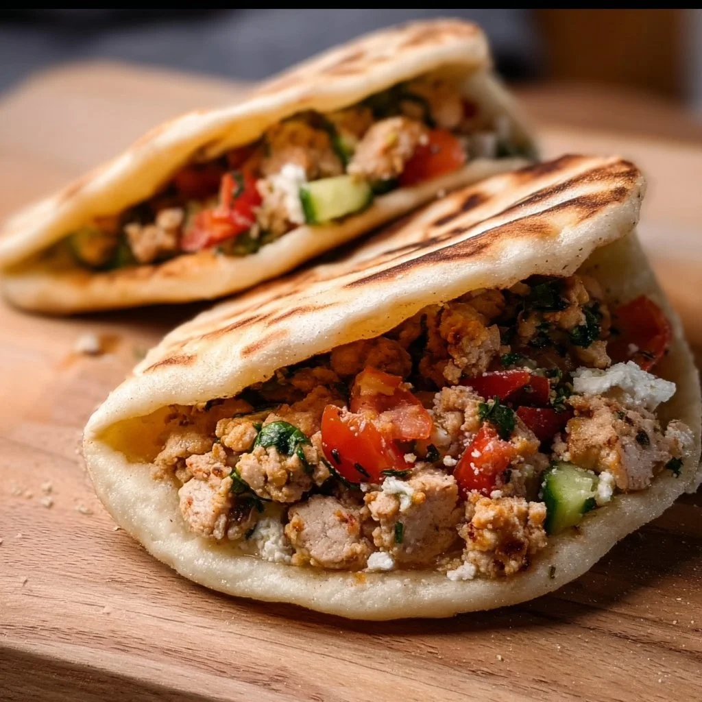 Mediterranean Ground Chicken Pitas 6 Mediterranean Ground Chicken Pitas