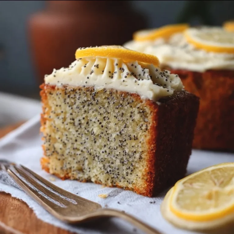 Moist and zesty lemon poppy seed cake topped with lemon glaze